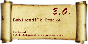 Babincsák Orsika névjegykártya